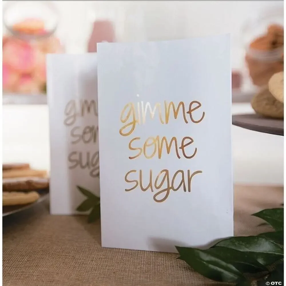 48 White Gold Gimme Some Sugar Wedding Favor Candy Bags Party Bridal Shower NWT